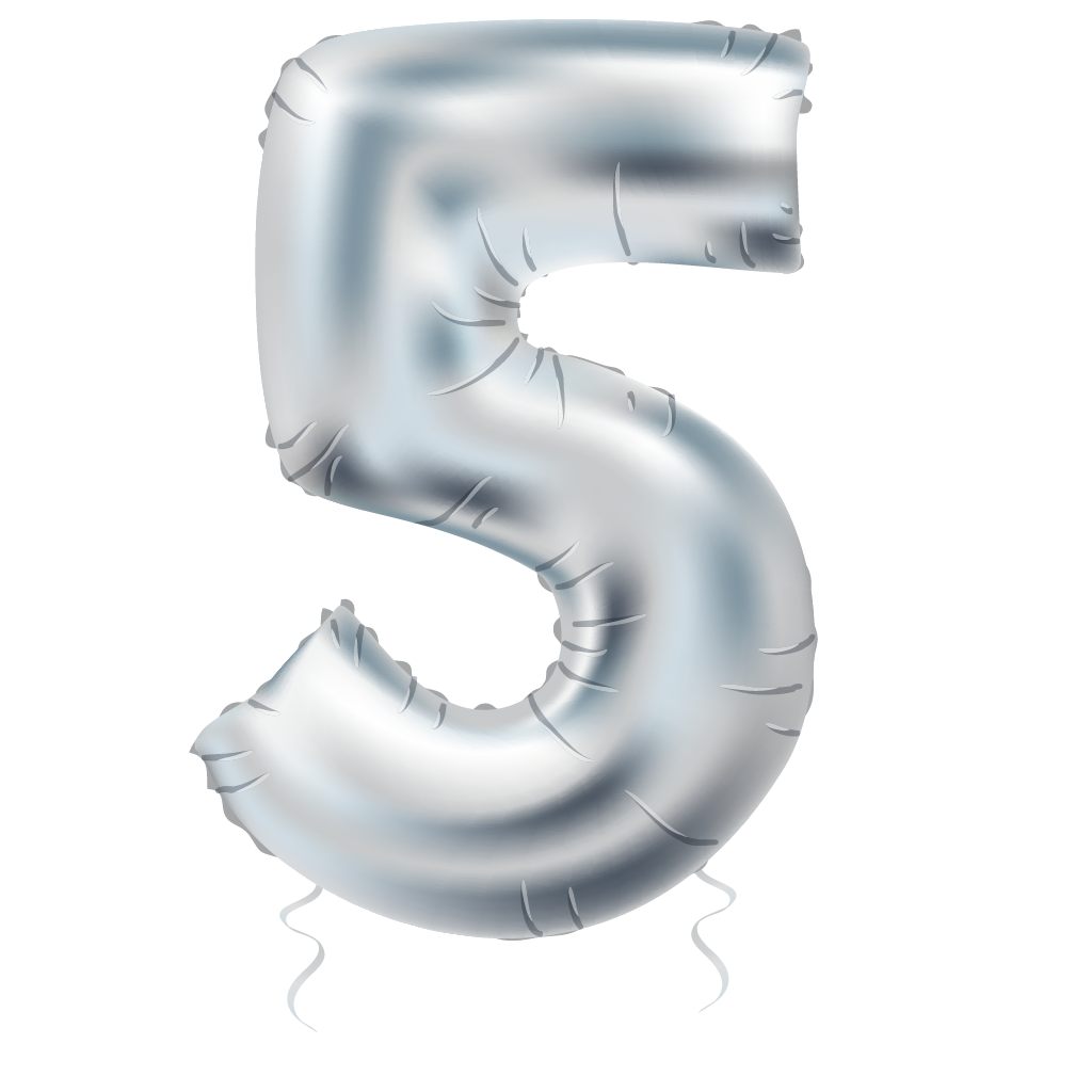 Silver Number "5"